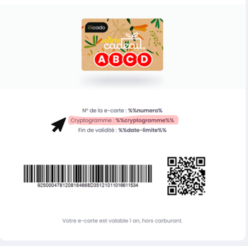 Exemple cryptogramme carte cadeau illicado